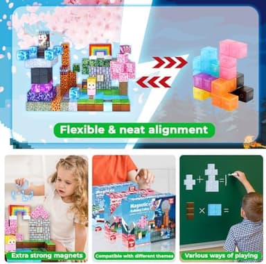 Magnetic Blocks - 150 PCS Build Dark Swordsman's Forest Castle - Magnetic Toys for Montessori Toddler Christmas Birthday Gifts - STEM Sensory Toys for 3 4 5 6 7 8 9 10 Year Old Boys & Girls - Image 6