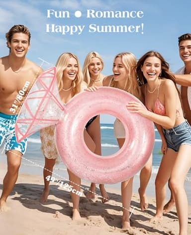 HeySplash Pool Floats, Inflatable Diamond Ring Pool Float, Large Engagement Ring Floatie for Bachelorette Party, Swim Tube River Lake Wedding Bride Stagette Decor Fun Toy Raft Adults, Rose Gold - Image 4