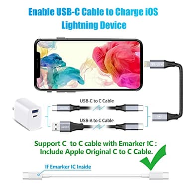 AGVEE 2 Pack 4 inch USB-C Female to Lightning Male Adapter, 30W Fast Charging Charger Converter for iPhone 14 13 12 11 Airpods iOS Device Carplay, Not for Audio, Dark Gray - Image 5