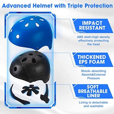 Toddler Kids Bike Helmet Set - Adjustable Cycling Helmet with Knee, Elbow Pads & Wrist Guards Sport Protective Gear Little Kid - Image 2
