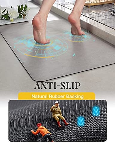 MontVoo -Bath Mat-Rubber Backing Non SlipThin Bathroom Rugs Fit Under Door- Quick Dry Absorbent Faux Suede Surface Grey Bathroom Floor Mats-Shower Rug for in Front of Bathtub Shower Gray 16x24 - Image 6