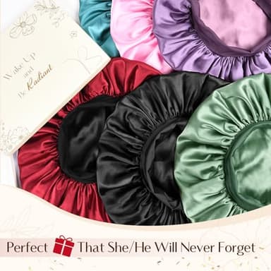 YANIBEST Silk Bonnet for Men Women Hair Bonnet for Sleeping Double Layer Satin Bonnets for Black Women Curly Hair Sleep Cap,Black - Image 6
