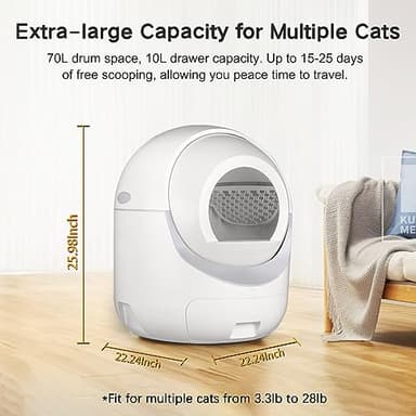 Self Cleaning Cat Litter Box, Automatic Cat Litter Box with APP Control Odor Removal Safety Protection for Multiple Cats, with Garbage Bags - Image 4