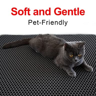 Waretary Cat Litter Box Mat: 36"x 30" Waterproof Kitty Cat Litter Trapping Mat, Easy-clean Double-layer Scatter Control Pad Rug (Black) - Image 6