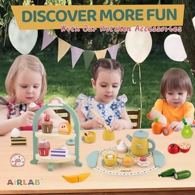 Tea Sets for Toddlers 3-5 Girl Birthday Gift 3 Year Old Princess Party Wooden Play Food Toy Sets for Kids Kitchen Accessories Age 3 4 5 6 Wood Educational Toys - Image 7