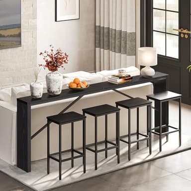 MAHANCRIS Console Table, 78.7" Long Sofa Table Behind Couch, Narrow Entryway Table, Farmhouse Dining Table with Angled Metal Frame, Industrial Console Table for Entryway, Black CTHB20801 - Image 2