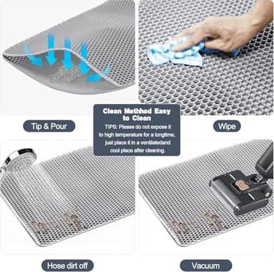 TidyNuts Cat Litter Mat 23.6"x15.7" Double Layer Waterproof & Non-Slip - Honeycomb Washable EVA Litter Mat for Scatter Control, Urine Proof Litter Trapping Mat for Litter Box(Light Grey) - Image 6
