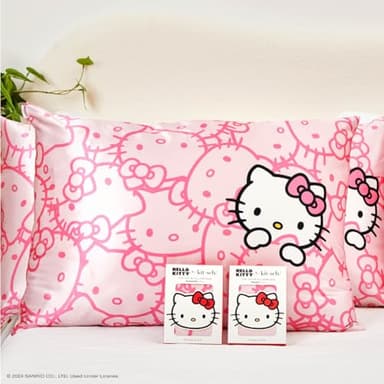 Kitsch x Hello Kitty (Pink Kitty Faces) - Satin Pillowcase with Zipper for Hair and Skin, Softer Than Silk Pillow Case, Cooling Pillow Cover, Machine Washable, Queen/Standard (19x26) - Image 6