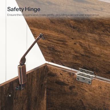 HOOBRO Storage Bench, 29.5" Retro Wooden Storage Chest, Wooden Storage Trunk, Toy Chest with Lift Top, Multifunctional Entryway Organizer, for Entryway, Living Room, Rustic Brown FG751CW01 - Image 7