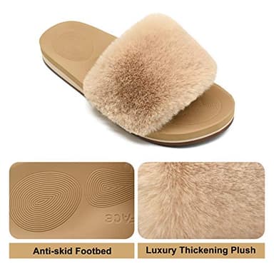 COFACE Womens Slippers with Arch Support Comfy Open Toe Fuzzy Woman House Shoes Size 9 Plantar Fasciitis Orthotic Slippers-for-Women Indoor - Image 4