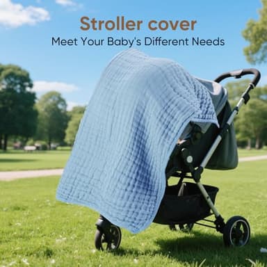 MIGIOL Muslin Hooded Baby Towels 100% Cotton ，Super Soft Muslin Baby Bath Towel - 32 x 32 Inches, Suitable for Newborn and Young Children up to 3 Years Old. (Light Blue & Dark Blue) - Image 6