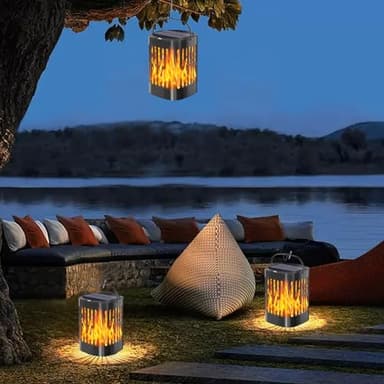 Solar Hanging Lanterns Outdoor, Flickering Flames Outdoor Solar Lights Hanging Lanterns Waterproof Decoration Lighting for Table, Garden, Patio, Tree, Yard, Driveway (1 Pack) - Image 4