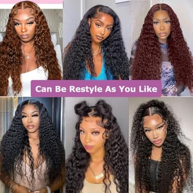 IAMFUPO 36 Inch Lace Front Wigs Human Hair 200 Density Deep Wave HD Frontal Wigs for Women Pre Plucked (13x6, 36 Inch) - Image 6