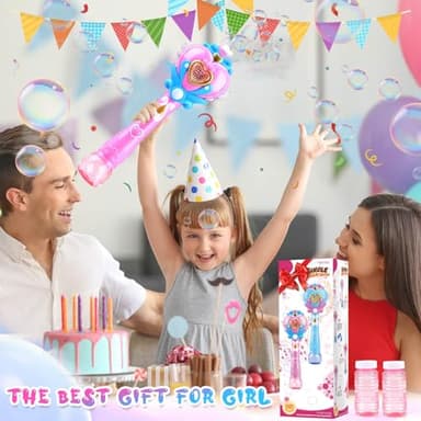Beria Toys for Girls: Princess Toy Bubble Wand, Birthday Gifts for 3 4 5 6 7 8 Years Old Girl, Bubbles Machine Fairy Wands for Kids Light Up with Bubble Solution, Toddler Girl Toys Age 4-5 - Image 6