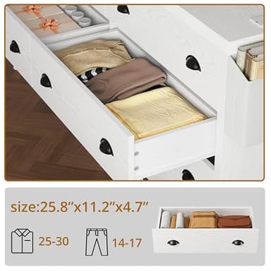LIKIMIO Dresser for Bedroom 6 Drawer with Charging Station, TV Stand Storage Chest of Drawers for Living Room Hallway Entryway, MDF Board, 59 Inches White - Image 4