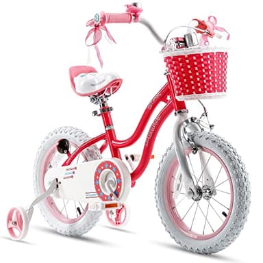 RoyalBaby Stargirl Kids Girls Bike Bicycle with Basket Training Wheels 12 Inch Pink - Image 1