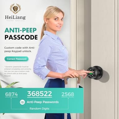 Fingerprint Door Lock，Fingerprint and Keypad Input Smart Door knob, App Controlled Biometric Door Lock, Keyless Entry, Bedroom, Office, Hotel, Apartment Auto Door knob(Matte Black) - Image 5