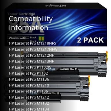 VIPSIM 85A CE285A Toner Cartridge - Compatible Replacement for HP 85A Black Toner Cartridge for Laserjet P1102W P1102 P1109W M1217nfw M1212 M1212nf M1217 Printer (Black, 2-Pack) - Image 3