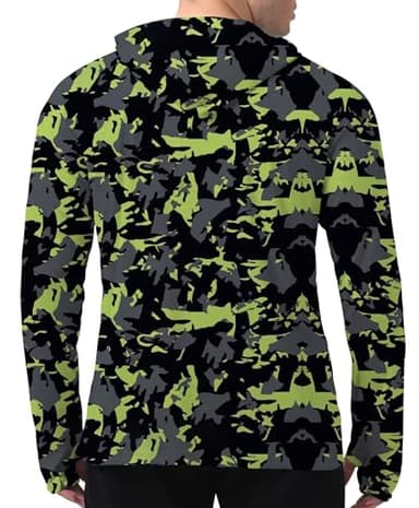 WELIGU Men's UPF 50+ Sun Protection Hoodie Shirt Long Sleeve SPF Fishing Outdoor UV Hiking Lightweight Shirts Green-linxing-L - Image 2