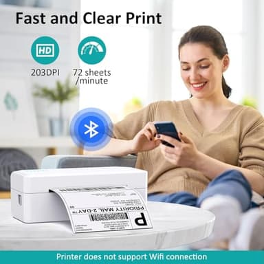 Thermal Shipping Label Printer, 4x6 Bluetooth Label Printer for Shipping Packages Small Business Mailing, Support iOS, Android, Mac, Windows, Chrome, Used for UPS, USPS, Ebay, Etsy, Amazon - Image 5