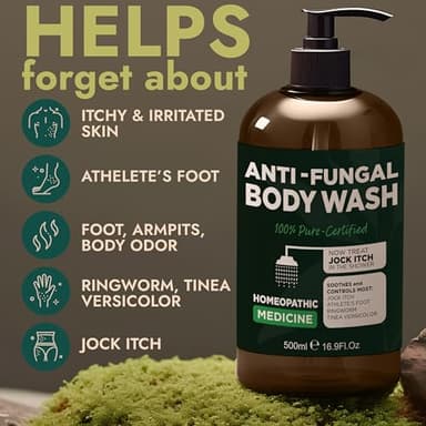 Terramed Just Think Comfort Antifungal & Antibacterial Soap & Body Wash with Tea Tree Oil | Treats Ringworm, Back Acne, Eczema & Jock Itch | Antibacterial Body Soap For Men And Women (16.9 oz) - Image 2