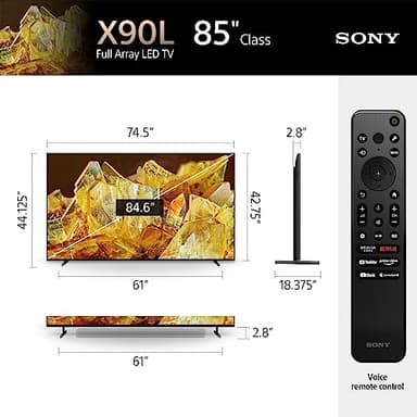 Sony 85 Inch 4K Ultra HD TV X90L Series: BRAVIA XR Full Array LED Smart Google TV with Dolby Vision HDR and Exclusive Features for The PlayStation® 5 XR85X90L- Latest Model,Black - Image 4