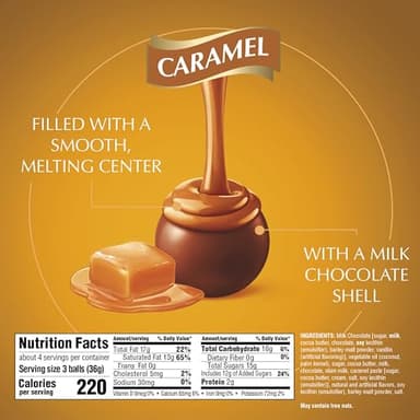 Lindt LINDOR Caramel Milk Chocolate Truffles, Milk Chocolate Candy with Smooth, Melting Truffle Center, Great for gift giving, 5.1 oz. Bag (6 Pack) - Image 2