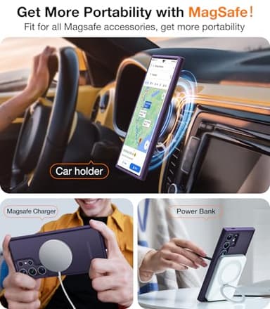 TORRAS Magnetic Shockproof for Samsung Galaxy S24 Ultra Case, Fit for MagSafe, Military Grade Drop Tested, Protective Translucent Matte Slim Case for Samsung S24 Ultra, Deep Purple - Image 3