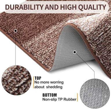 Kitinjoy Indoor Outdoor Door Mat, 48x32 Non-Slip Absorbent Dirt Trapper, Low-Profile Washable Inside Entrance Front Floor Mat, Sturdy Soft Entry Doormats for Entryway, Brown - Image 3