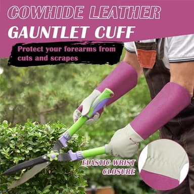 HANDLANDY Rose Pruning Gardening Gloves for Men & Women, Thornproof Long Gauntlet Gloves, Pigskin Leather - Breathable & Durability (Large) - Image 4