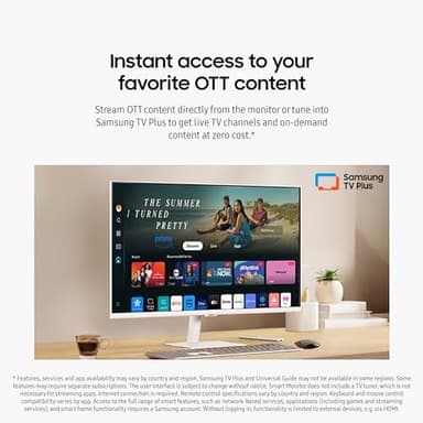 SAMSUNG 32-Inch M7 (M70D) Series 4K UHD Smart Monitor with Streaming TV, Speakers, HDR10, USB-C, Multiple Ports, Gaming Hub, SolarCell Remote, Vision Accessibility Tools, LS32DM703UNXZA, 2024, White - Image 4