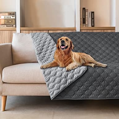 gogobunny 100% Double-Sided Waterproof Dog Bed Cover Pet Blanket Sofa Couch Furniture Protector for Puppy Large Dog Cat, Reversible (68x82 Inch (Pack of 1), Dark Grey/Light Grey) - Image 1
