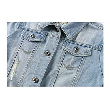 Hixiaohe Women Autumn 3/4 Sleeve Retro Short Denim Jackets Light Blue Jean Coats (Light Blue, 3X-Large) - Image 4