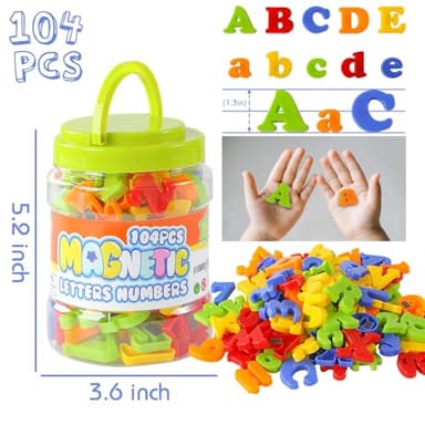 LovesTown 104 PCS Alphabet Magnetic Letters and Numbers for Toddlers,ABC 123 Fridge Educational Set,Great Learning Gift from Parents or Teachers - Image 2