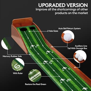 Kalramay Putting Green, Indoor Putting Green, Realistic Speeds, Automatic Ball Return, and No Hump Design – Perfect for Home, Office, or Patio – The Ultimate Gift for Golfers - Image 3