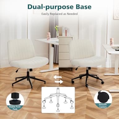 OLIXIS Criss Cross Legged Chairs Armless with Wheels Wide Seat Height Adjustable Swivel Padded Home Office Desk Seating for Bedroom, Student, Study Room - Image 6
