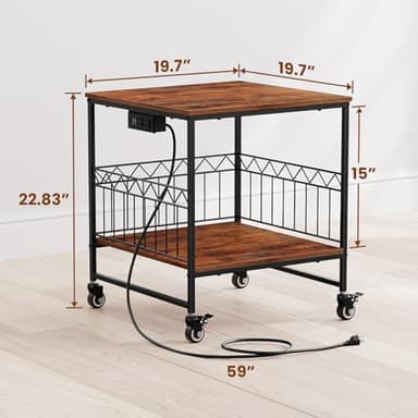 Portin Stand for Mini Fridge and Microwave - 220 LBS Capacity, with Wheels, Charging Station, USB Ports and Outlet, Heavy Duty Stand Table for Home, Office, Dorm, Apartment, Kitchen - Image 2