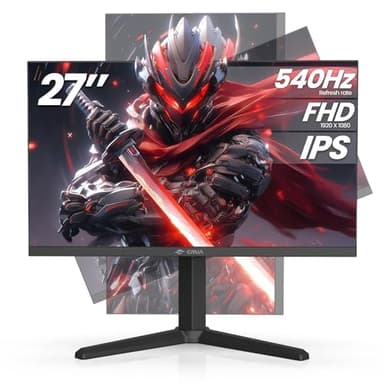 CRUA 27” 540Hz Gaming Monitor, IPS FHD(1920x1080P), AMD FreeSync, 120% sRGB, Height/Pivot/Rotating/Tilt Adjustable Vertical Monitor, HDMI 2.1 + DP 1.4, Wall Mount Install-Black - Image 1