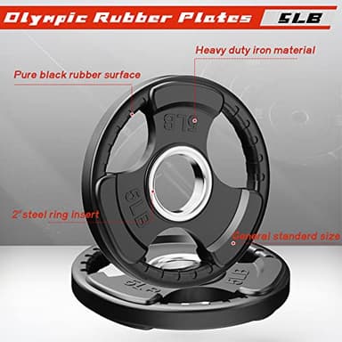 RitFit Weight Plates for Barbell, 2-Inch Olympic Rubber Grip Plates for Weightlifting and Strength Training in Home & Gym, Single, Pair and Sets(85LB, Set) - Image 4