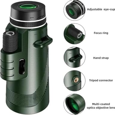 Stscope360 Monocular, STS Scope 360 with Smartphone Adapter Tripod Hand Strap, Stethoscope 360 Monocular Suitable for Bird Watching Hunting Hiking Camping (Green, 80x100) - Image 4