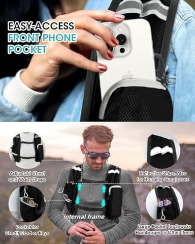 VPBAGE Small Hiking Backpack with Front Phone Holder, Packable Back pack with Chest and Waist Strap, Lightweight Daypack for Women Men - Image 2