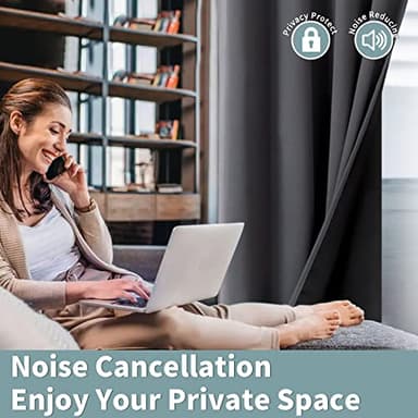 BGment 45 Inch Curtains for Bedroom - Short Blackout Curtains for Small Window/Cafe Thermal Insulated Grommet Drapes, 2 Panels, Each 42 Inch Wide, Dark Grey - Image 5