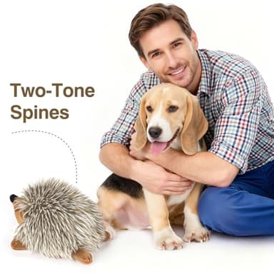 Pawaboo Plush Dog Toy, [2PACK] Non-Toxic Super Soft Faux-Fur Hedgehog Dog Toy Stuffed Biting Training Playing Toys for Dog Puppy, Brown - Image 6