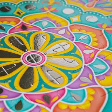 Kulture Khazana: Mirror Magic - 75pc Floor Puzzle, Silver Foil Rangoli, 32" Round Jigsaw, Indian Art, Diwali-Holi-Festivals Decoration, Kids Ages 4+ - Image 3