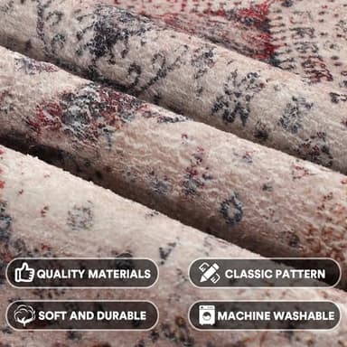 H.VERSAILTEX Area Rug 5' x 7' Washable Soft Rugs Mid-Century Modern Rug for Bedroom Living Room, Non Slip Non Shedding Printed Accent Indoor Floor Carpet for Dining Room Office, Vintage Fringes - Image 5