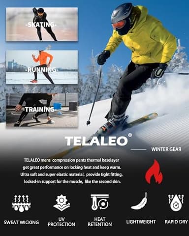 5 Pack Men's Thermal Compression Pants Fleece Lined Sports Tights Athletic Leggings Cold Weather Baselayer Winter Gear L - Image 6