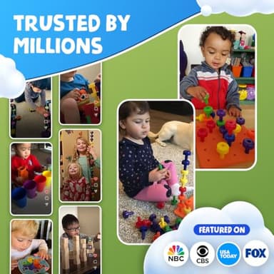 Skoolzy Peg Board Set - Montessori Toys for 2 Year Old - 33 Pc Plastic Peg Board for Kids - Occupational Therapy Toys with Pegs, Dice, Lacing String & Storage Bag - Image 8