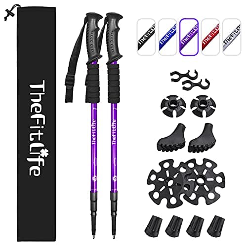TheFitLife Trekking Poles - 2 Packs with Antishock and Quick Lock, Telescopic, Ultralight - For Hiking, Camping, Trekking - Image 1