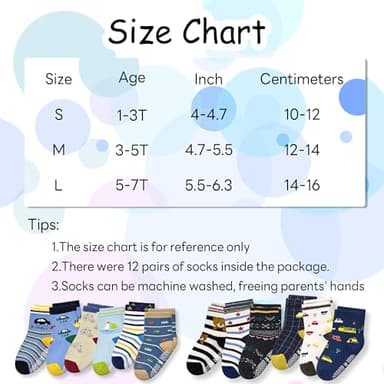 Tphon Non Slip Kids Toddler Socks with Grippers Baby 12 Pairs Anti Skid Socks for Boys Girls for 1-3 Year Children - Image 7