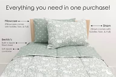 Beddy's Fantasy Woodland Girls Durable Zipper Bedding for Kids, Bed in a Bag, Green Sheets & Comforter with Animal & Woods Design, Includes Pillowcase & Pillow Sham Easy to Make & Wash - Image 5